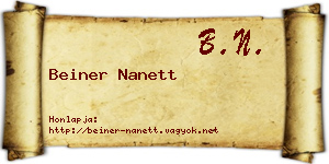 Beiner Nanett névjegykártya